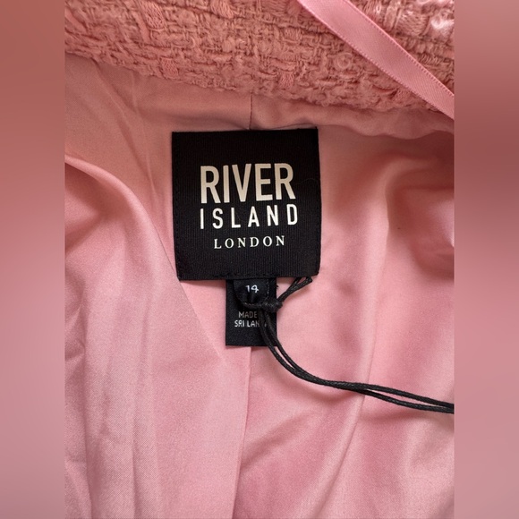 River Island Pink Tweed Blazer – Elegant Chanel-Inspired Style NWT - Picture 7 of 14